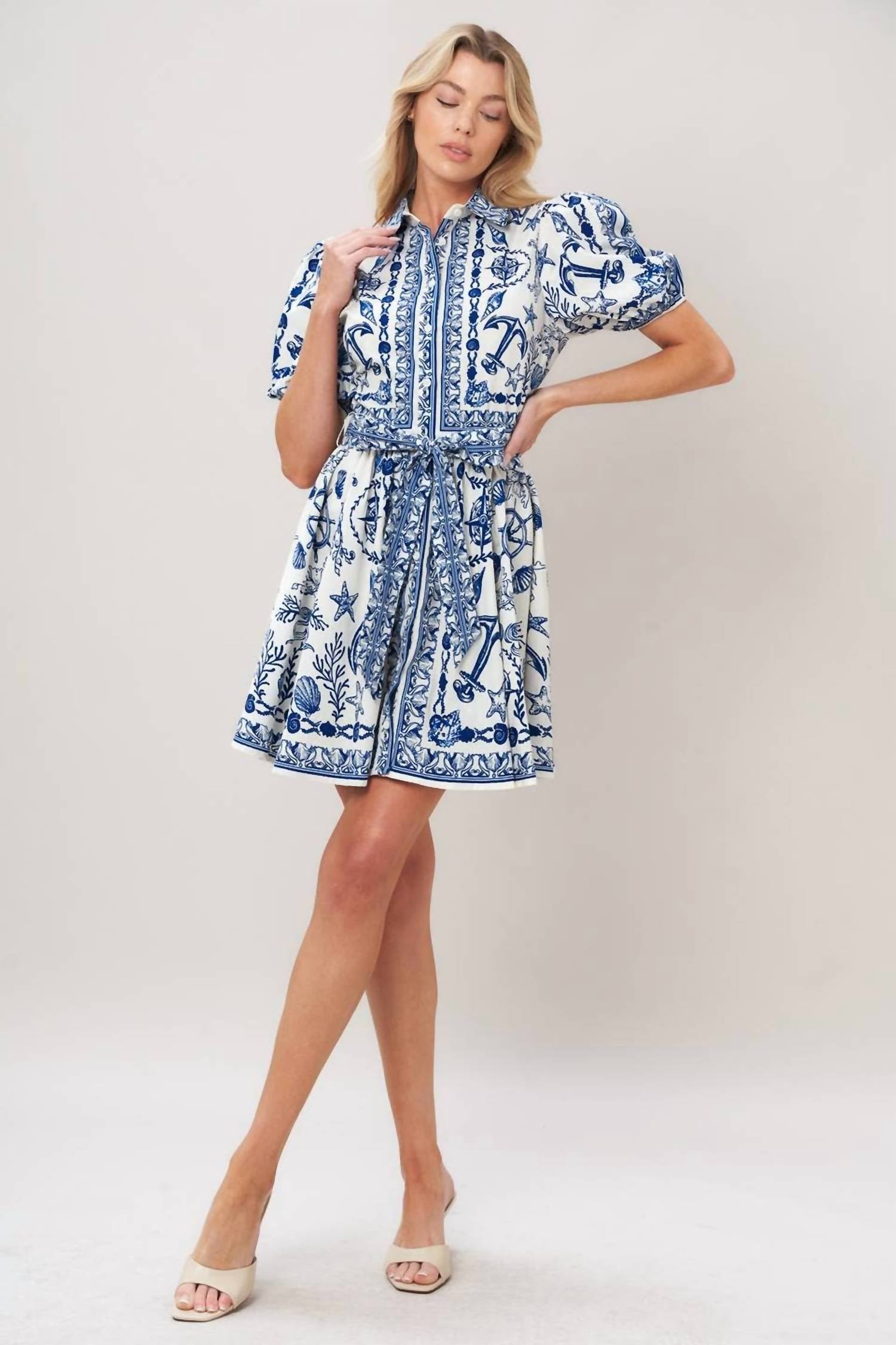 Flying Tomato - Printed Woven Mini Dress