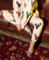 QUEEN OF SPARKLES Deer Head Jogger in beige - women's pants - detail view