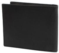 Jack Abrahams Men's Goat Nappa Leather Bi-fold Wallet in cognac black - men's bag - detail view