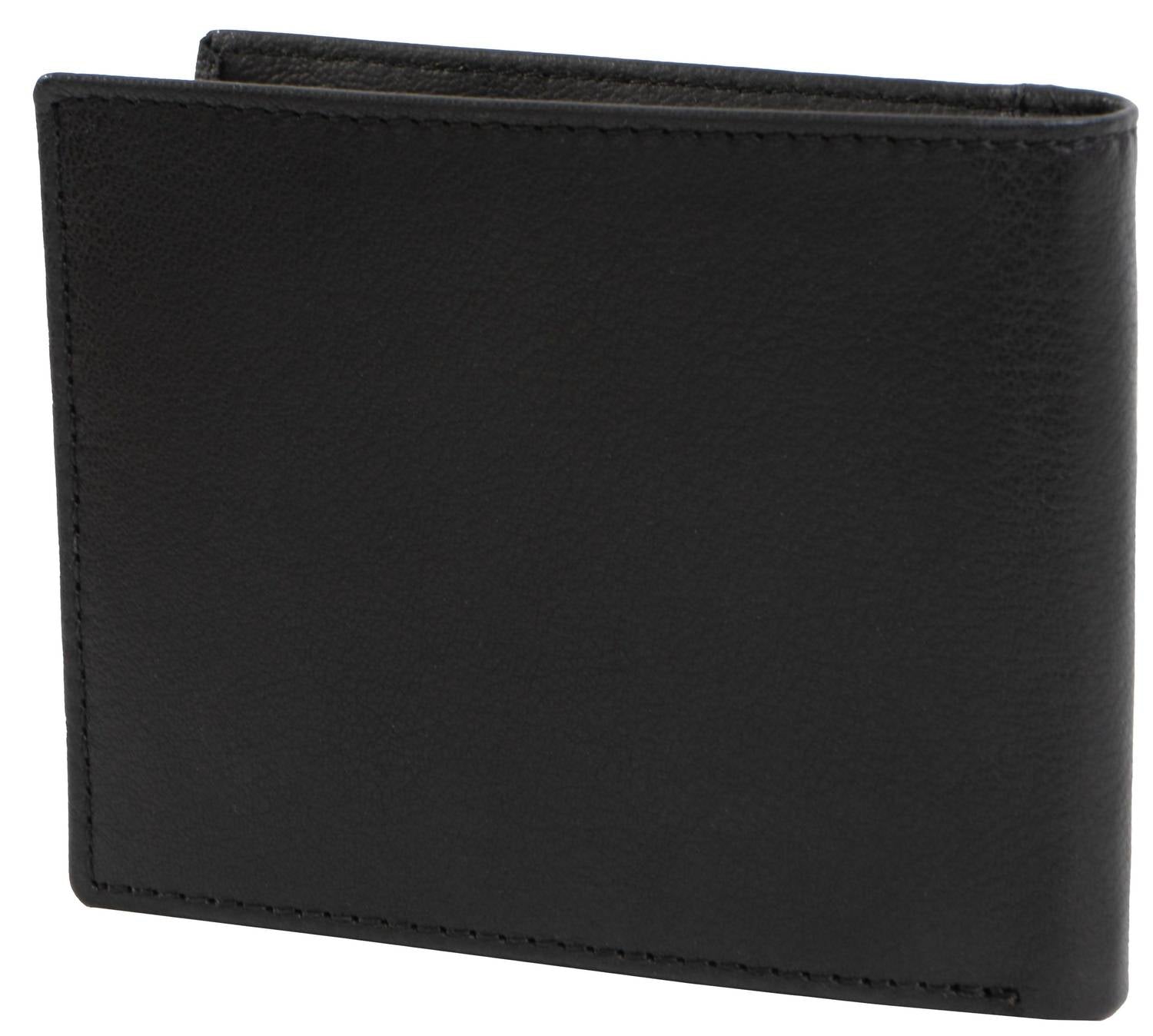 Jack Abrahams Men's Goat Nappa Leather Bi-fold Wallet in cognac black - men's bag - detail view