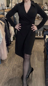 ariella Ring Detail Wrap Dress in black - women's dress
