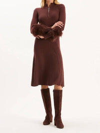 Tyler Boe - Celia Knit Dress With Fur