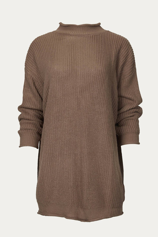 RIBBED-KNIT OVERSIZED TURTLENECK SWEATER