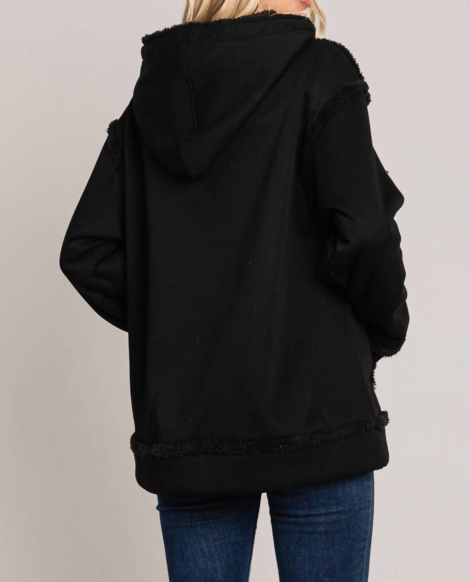 Cotton Bleu - Casual Faux Fur Lined Hoodie