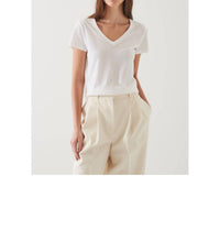 Patrick Assaraf Lightweight Pima Cotton V-neck Top in white - women's t-shirt