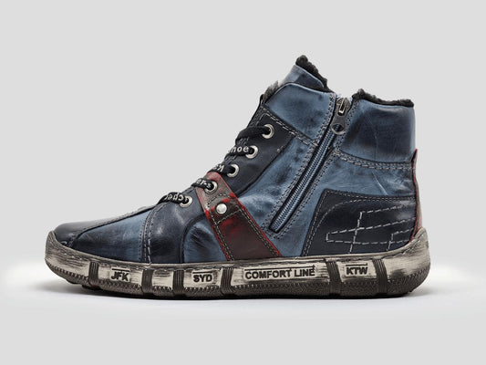 Kcr Group - Men's Comfort Thick Wool-lined Zip-up Leather Boots