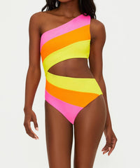 Beach Riot Joyce One Piece Bikini in soleil colorblock - women's swimwear
