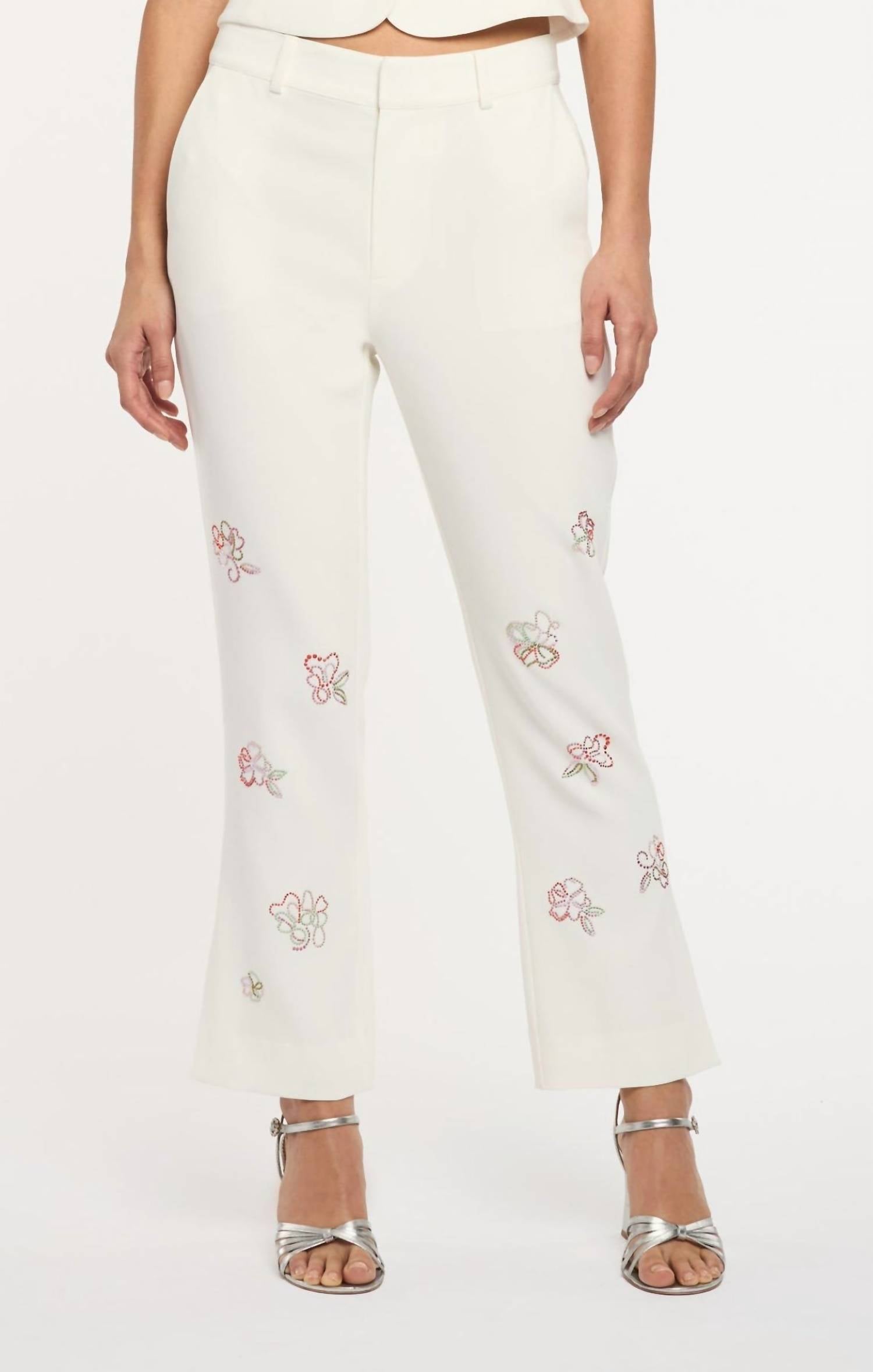 Cinq A Sept - Blooming Linework Cropped Kerry Pants