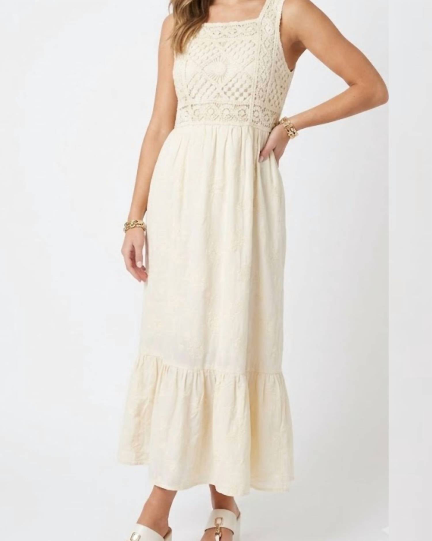Another Love - Maribel Crochet Lace Midi Dress