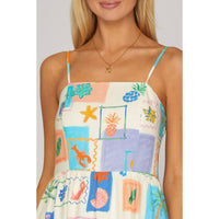 Bns - Coastal Tile Print Cami Maxi Dress With Pockets