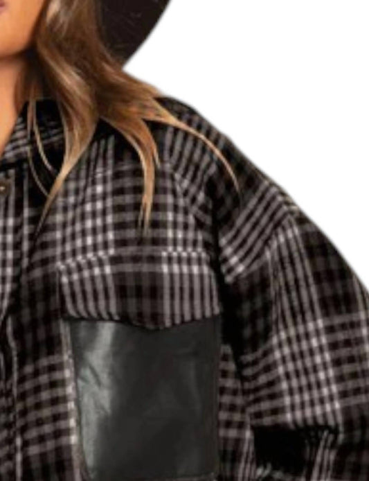 Blue Buttercup - Faux Leather Pocket Flannel