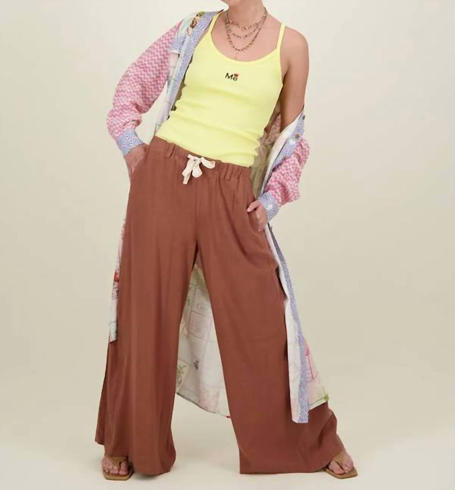 Me369 Ariel Wide Leg Pant in brown 1 - women's pants