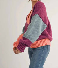 Klesis - Color Block Knit Sweater Top