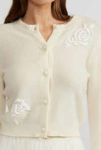 LUCY PARIS Nilda Beaded Cardigan Sweater Top in ivory - women's cardigan - alternate view