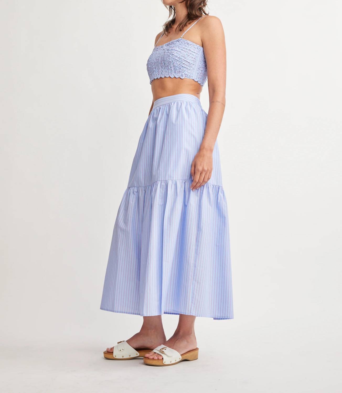 Self Contrast - Rain Front Slit Midi Skirt