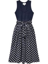 Fifteen Twenty Contrast Belted Midi Dress in navy - women's dress - alternate view