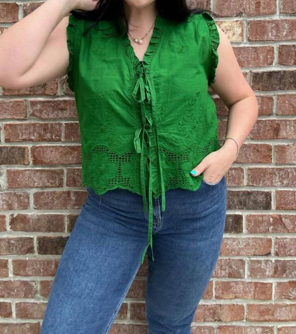 Jade By Jane - Ruffle Front Top