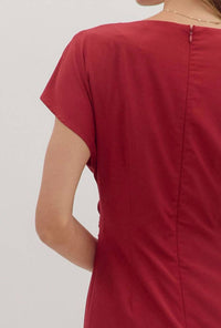 Entro - Short Sleeve Midi Dress With Ring Gathering Detail