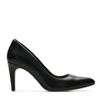 Clarks Women's Laina Rae Court Shoes in black leather - women's heels