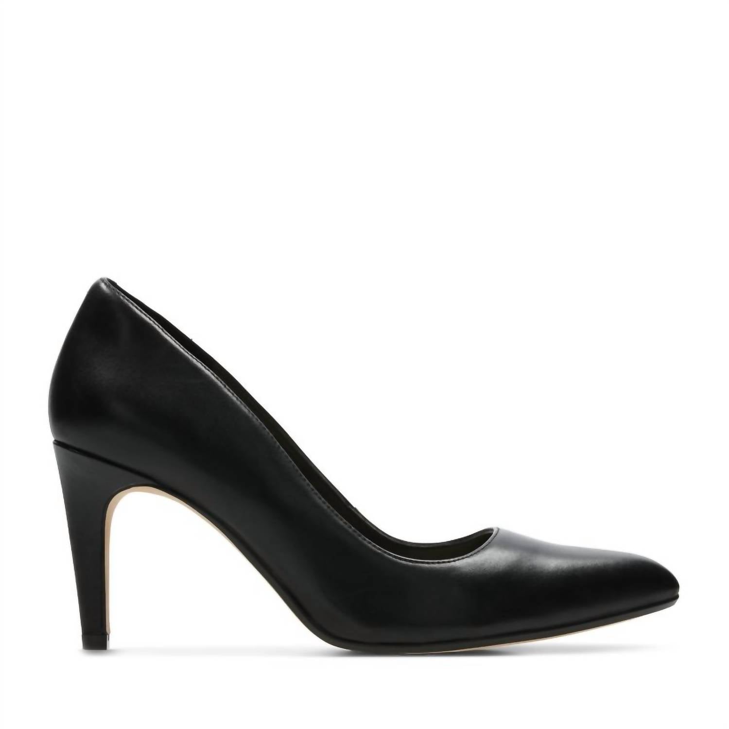 Clarks Women's Laina Rae Court Shoes in black leather - women's heels