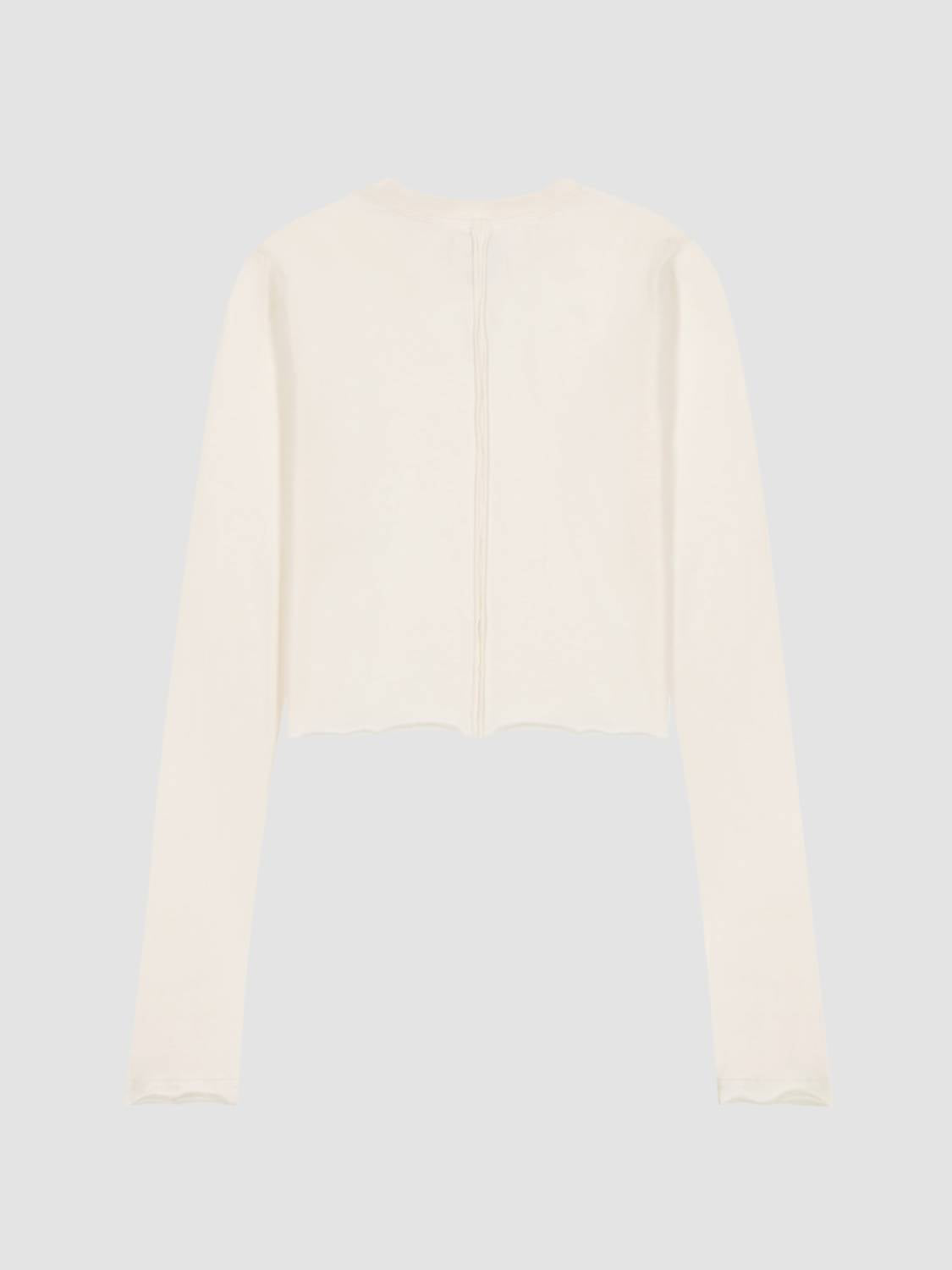 DL1961 - Kids' Girls Raw Edge Long Sleeve Tee in manilla raw - kids' long sleeve top - detail view