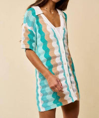 Disco Avenue Roll With The Tides Dress in turquoise - women's dress - alternate view