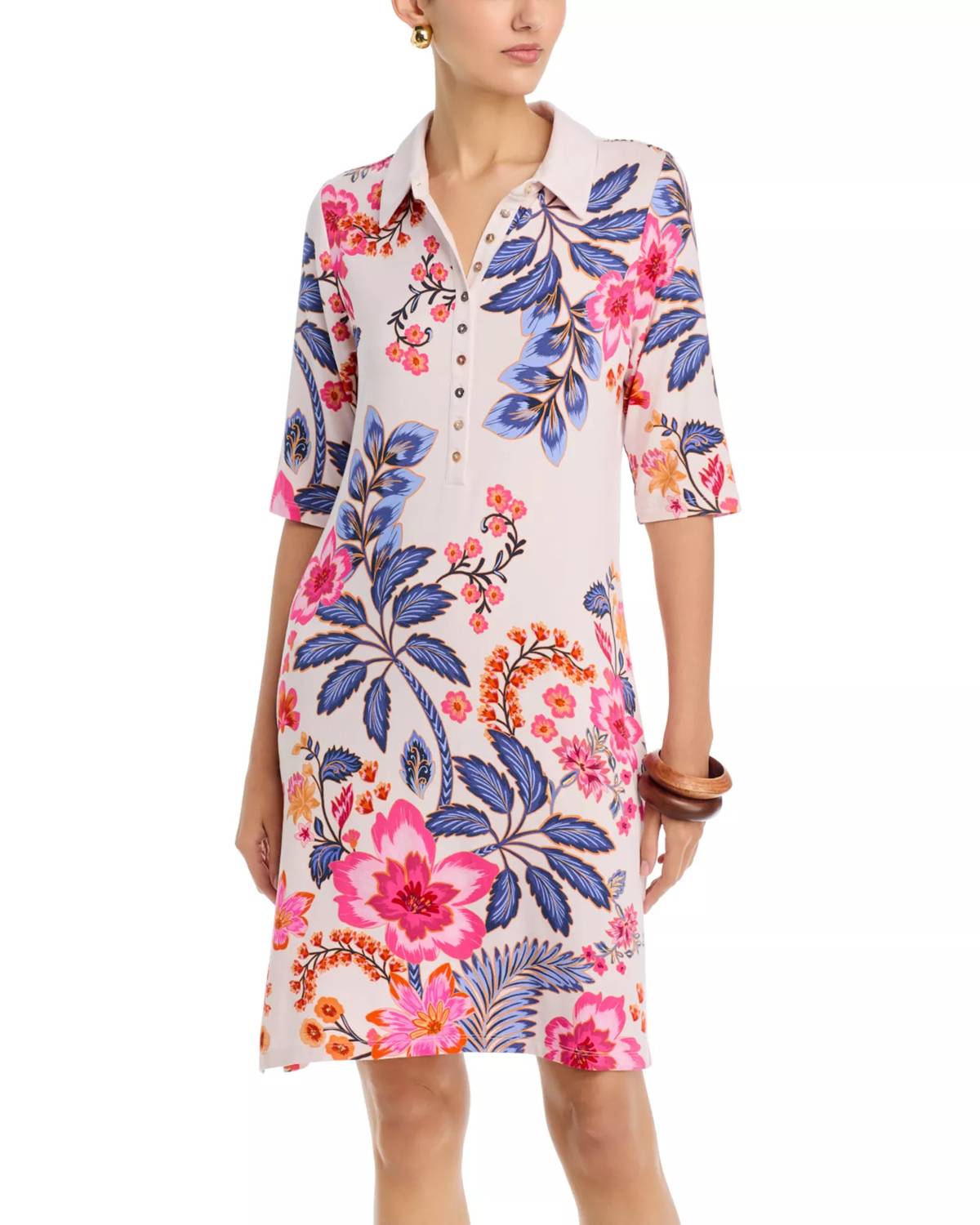 Johnny Was - Janie Favorite Elbow Sleeve Dolman Polo Shirt Dress