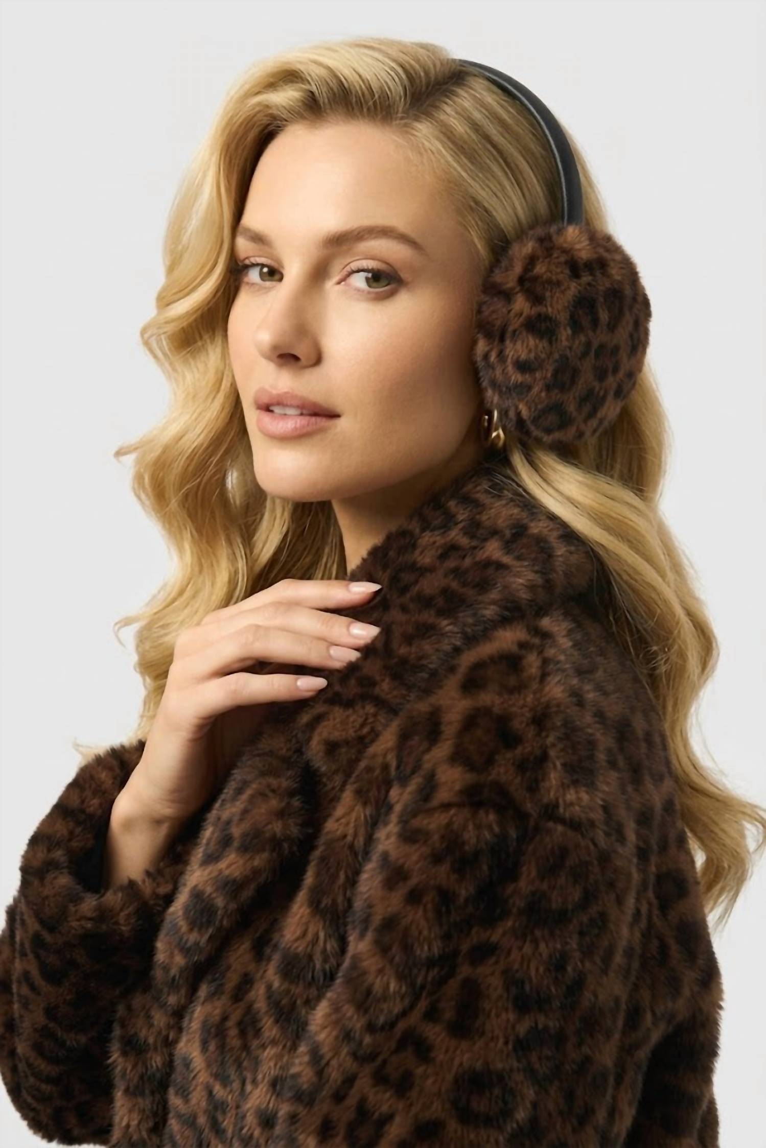 Joseph Ribkoff - Women's Leopard Print Faux Fur Adjustable Earmuffs