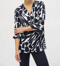 Joseph Ribkoff - Bold Print Silky Knit Flared Sleeve Tunic Top