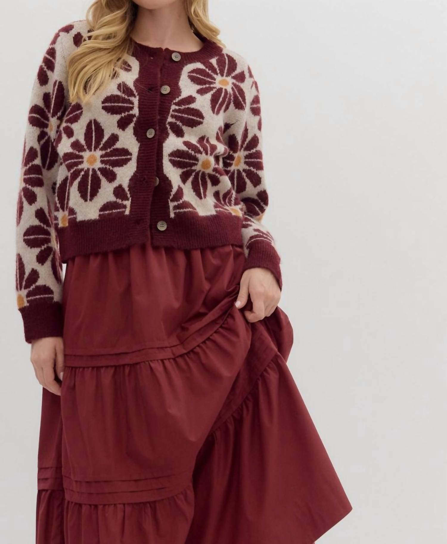 Entro - Floral Knitted Cardigan