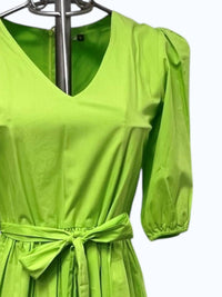 Maude Vivante - Women's Melina Long V-neck Belted Dress