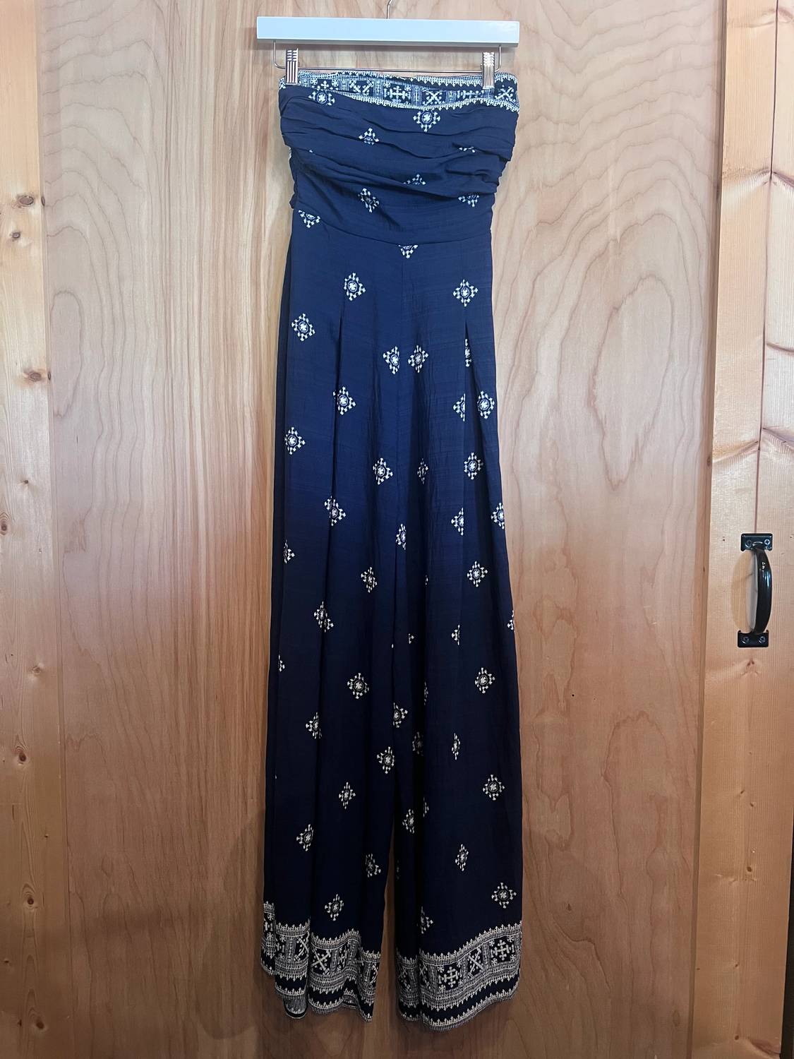 Kld - Women's Strapless Tie Back Printed Jumpsuit