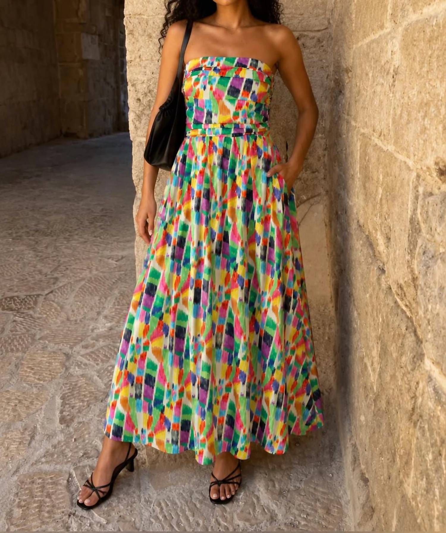 Meet Me In Santorini - Strapless Midi Dress