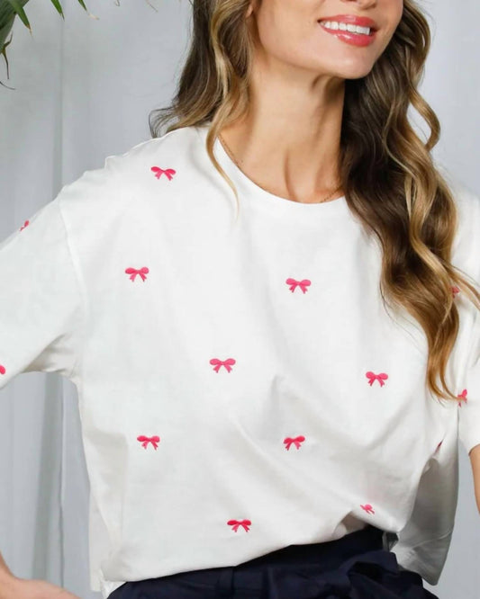 Vine & Love - Bow Embroidered Short Sleeve Tee