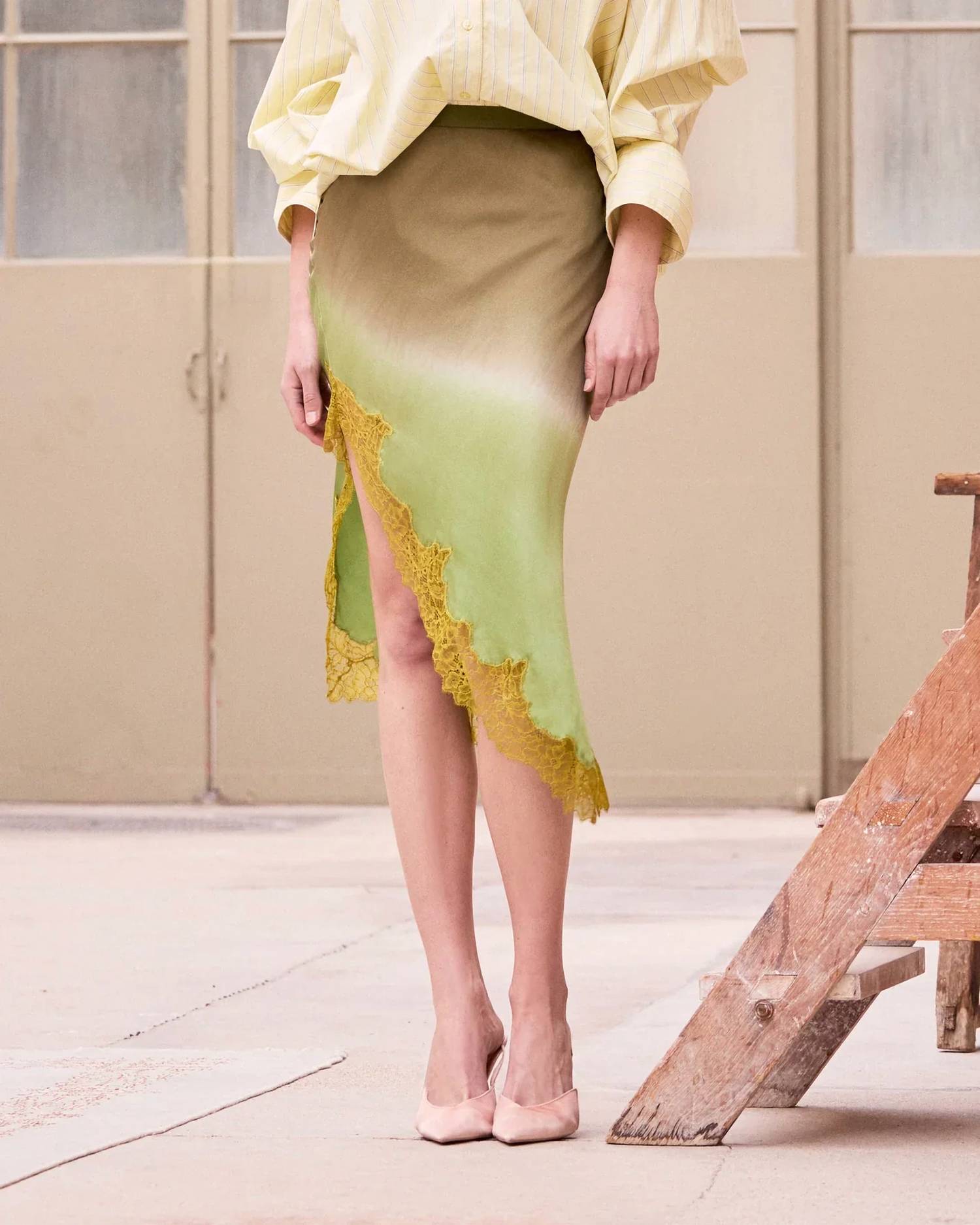Mes Demoiselles - Eranu Tie Dye Washed Satin Silk Skirt