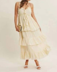 In February - Call For Romance Ruffled Wool Dobby Maxi Dress