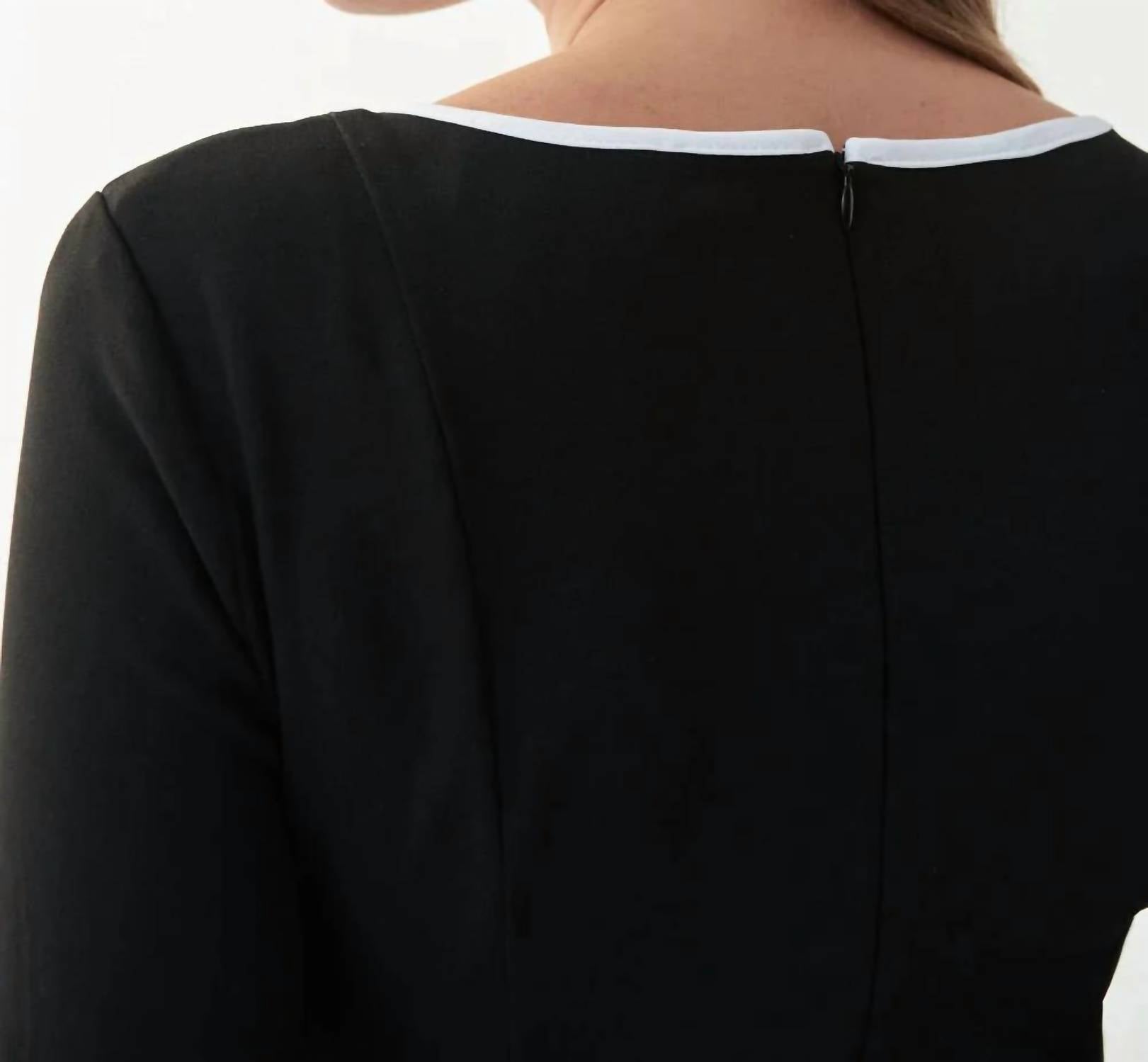 Joseph Ribkoff - Contrast Trim Waist Tie Sheath Dress