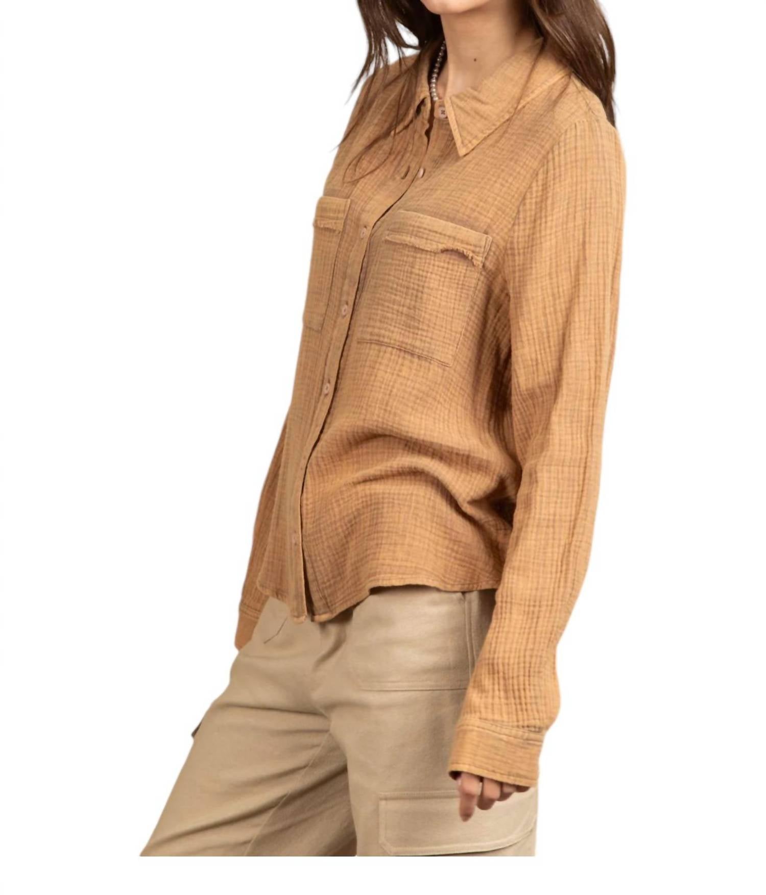 New In - Crinkle Gauze Button Down Shirt
