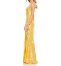 Mac Duggal - Sequined Cowl Neck High Slit Evening Gown