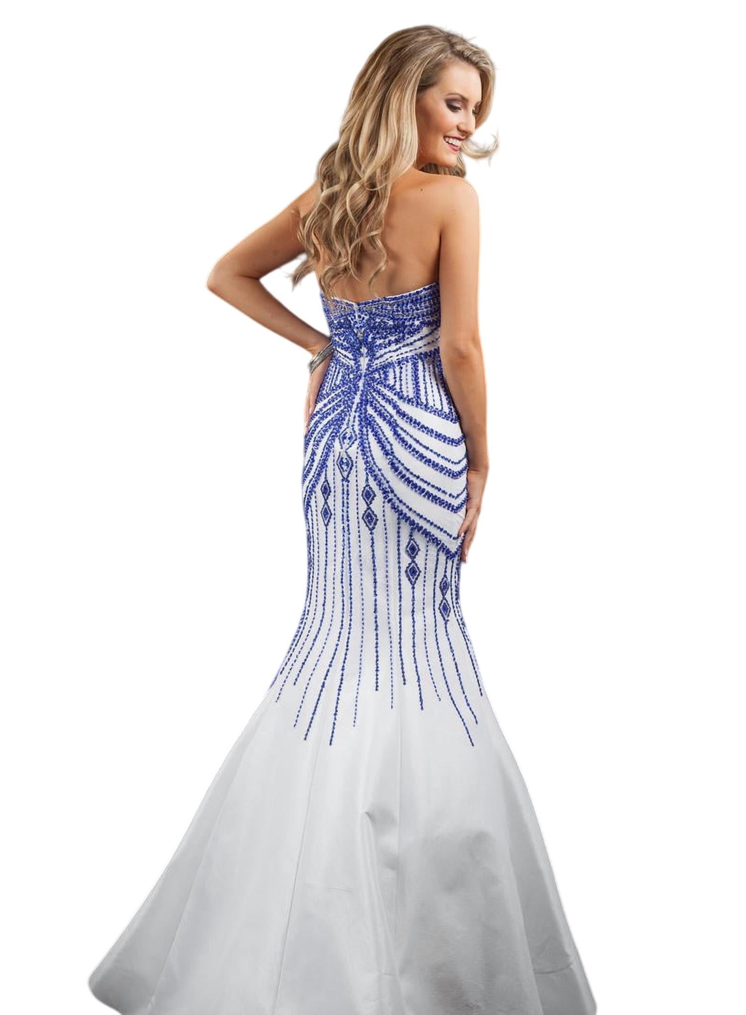 Rachel Allan - Strapless Beaded Taffeta Prom Gown