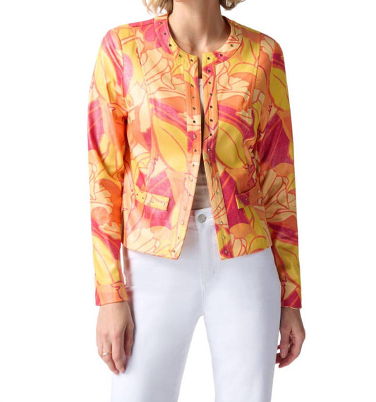 Joseph Ribkoff - TROPICAL PRINT FAUX LEATHER JACKET