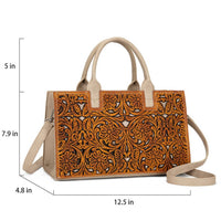 Trinity Ranch - Floral Tooled Leather Western Satchel Tote Bag