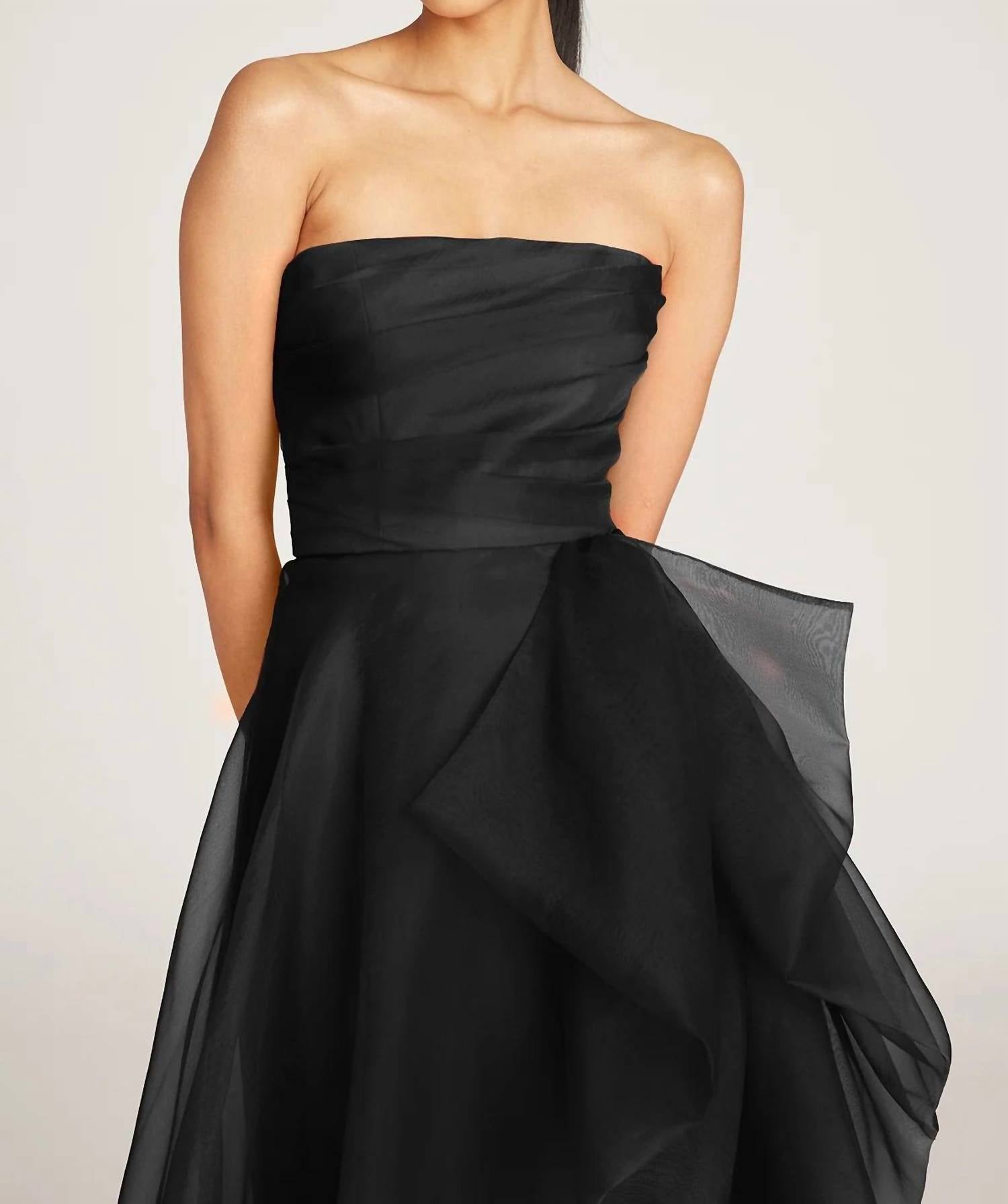 Theia - Teresa Strapless Draped Gown