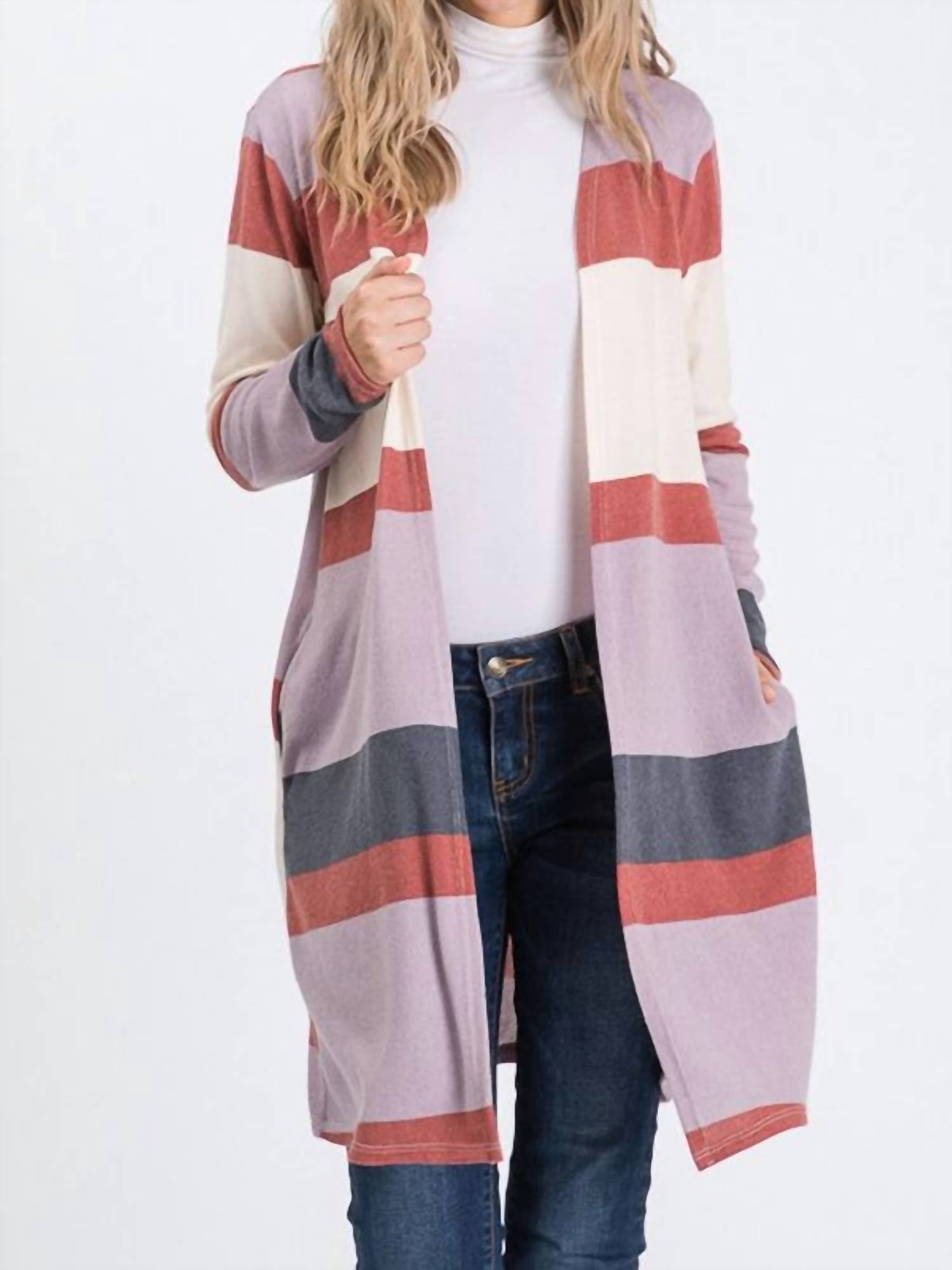 Heimish Usa - Color Block Open Cardigan