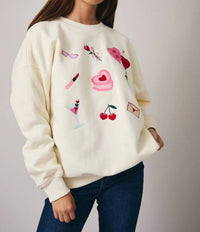 Sunday Edition - Graphic Embroidered Fleece Sweatshirt