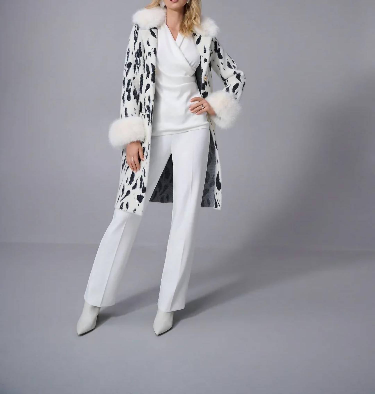 Joseph Ribkoff - Animal Print Faux Fur Coat