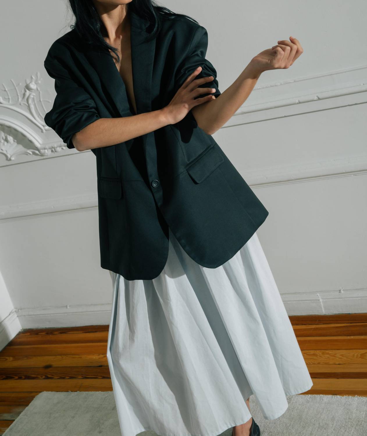 Sloan Cotton Voile Belted Midi Skirt in blue gray - women's skirt - alternate view