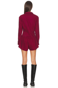 SAYLOR Rhea Denim Romper in wine - women's pants - alternate view