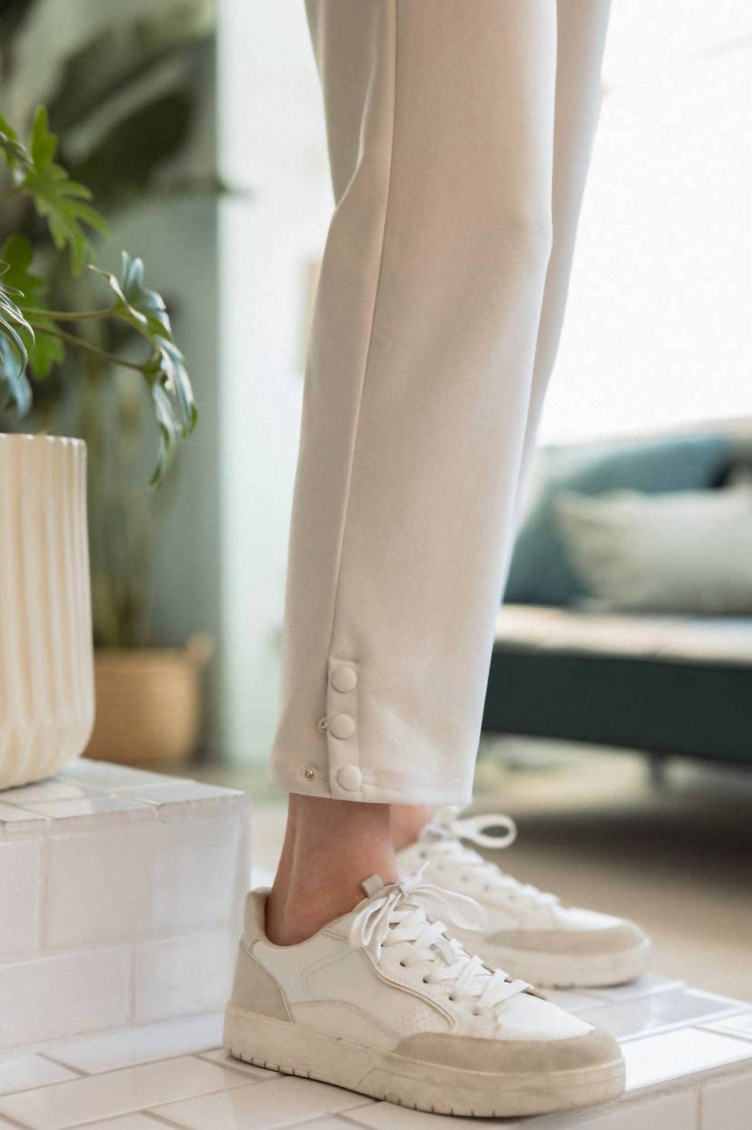 Joh Felix Stretch Crepe Knit Pant in beige - women's pants - view 5