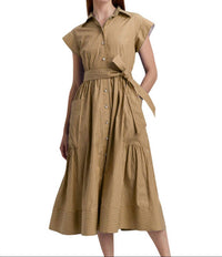 Hinson Wu Annabelle Pencil Stripe Dress in khaki - women's dress